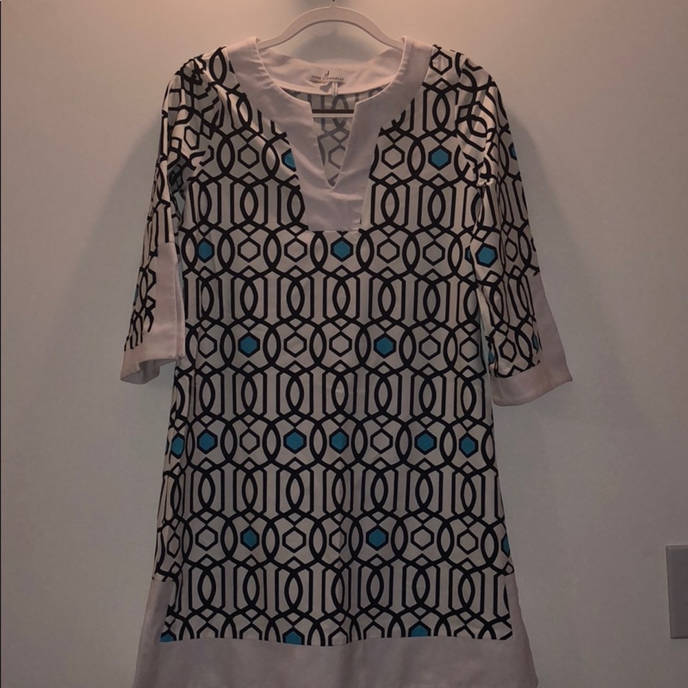 Jude Connally Blue and White Printed Dress